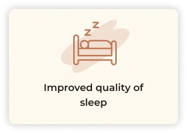 Icon of sleeping person, text: Improved sleep.