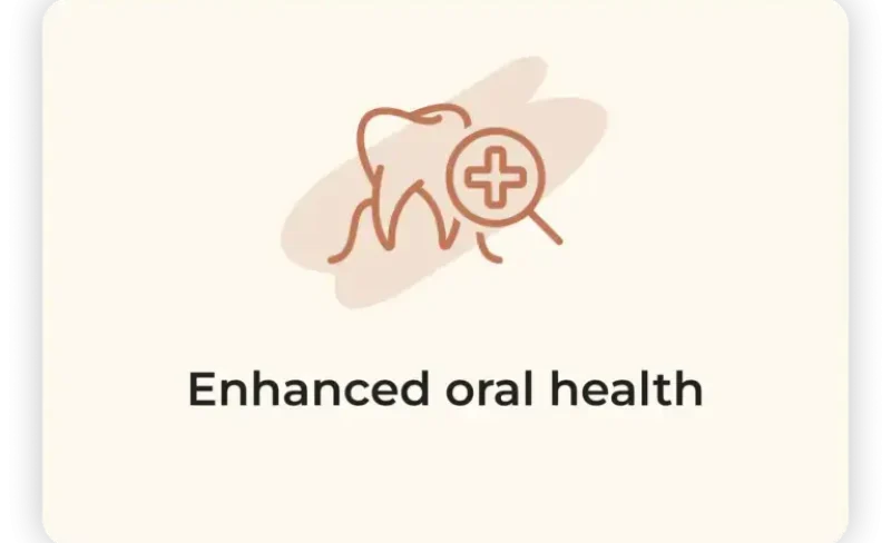 Tooth icon with enhanced oral health text.