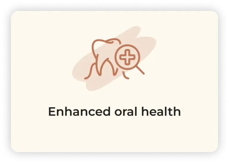 Tooth icon with enhanced oral health text.