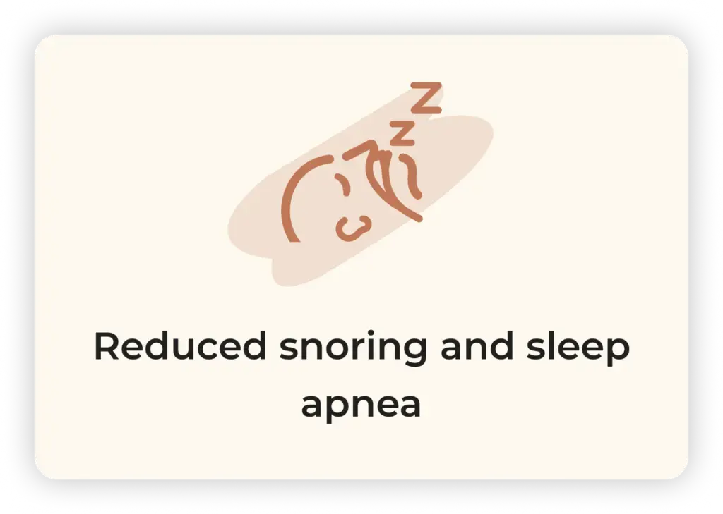 Reduced snoring and sleep apnea illustration.