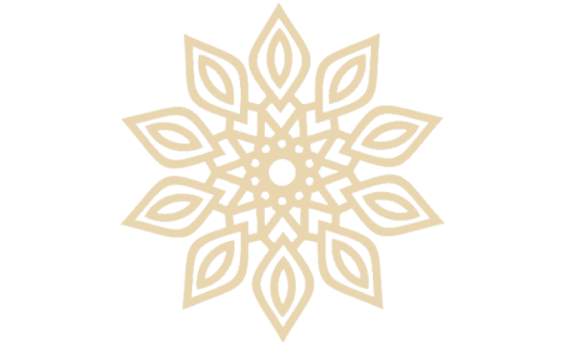 Brown geometric star pattern on black background.