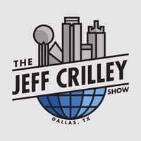 Logo for The Jeff Crilley Show featuring a globe and Dallas, TX location.