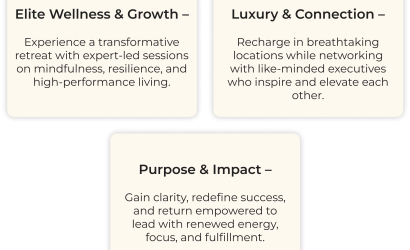 A slide highlighting Wellness & Growth, Luxury & Connection, and Purpose & Impact themes.